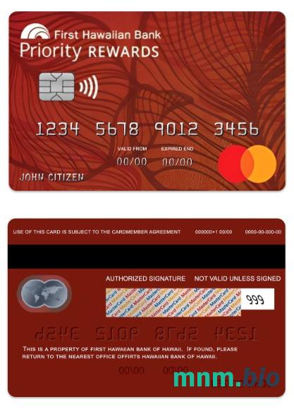 Hawaii Priority RewardsSM Credit przykład karty mastercard w formacie PSD
